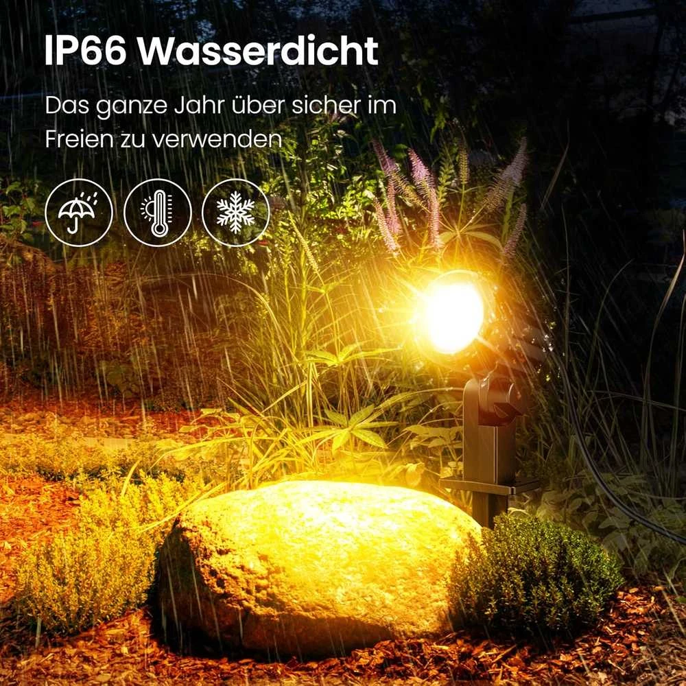 MEIKEE lauko RGB LED sodo šviestuvas su nuotolinio valdymo pultu, IP66, 8 žibintai, 10 spalvų, 30 režimų SP01RB