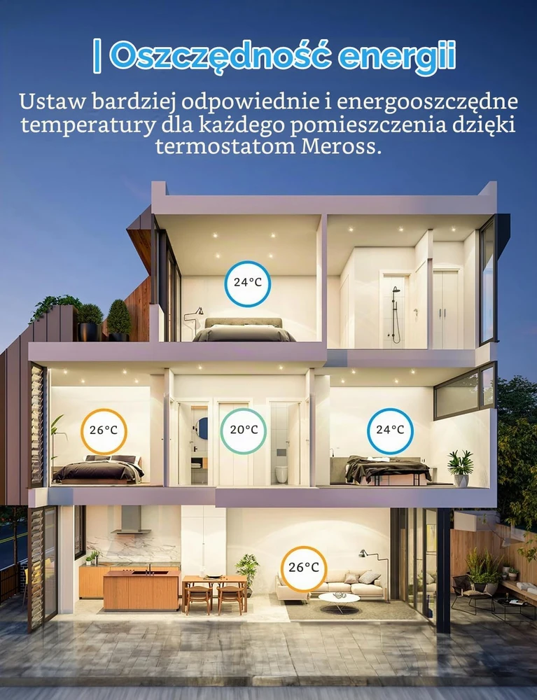 meross išmanusis programuojamas radiatoriaus termostatas Wi-Fi M30 x 1.5 mm MTS150
