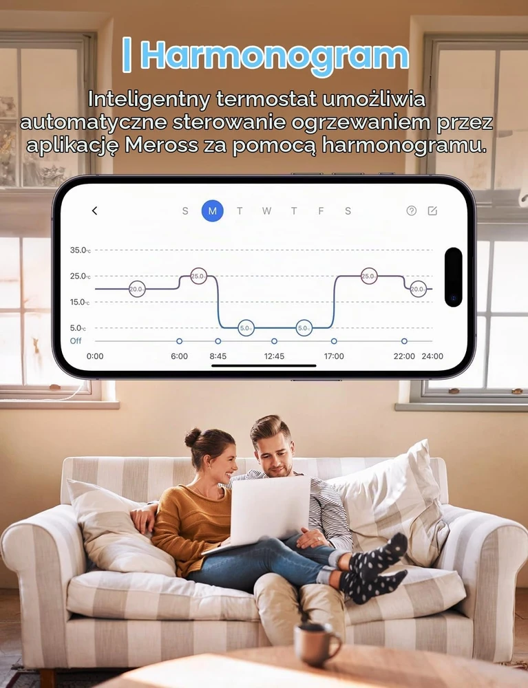 meross išmanusis programuojamas radiatoriaus termostatas Wi-Fi M30 x 1.5 mm MTS150