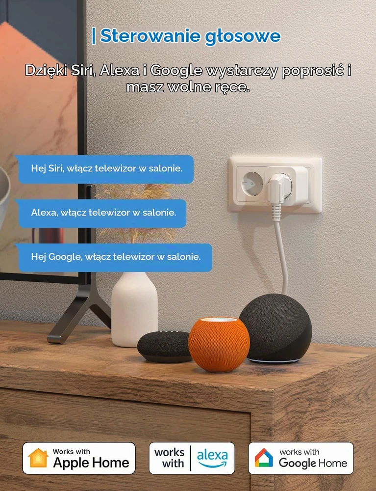 Meross išmanusis Wi-Fi kištukinis lizdas su energijos sąnaudų matavimu, 16 A, MSS210P