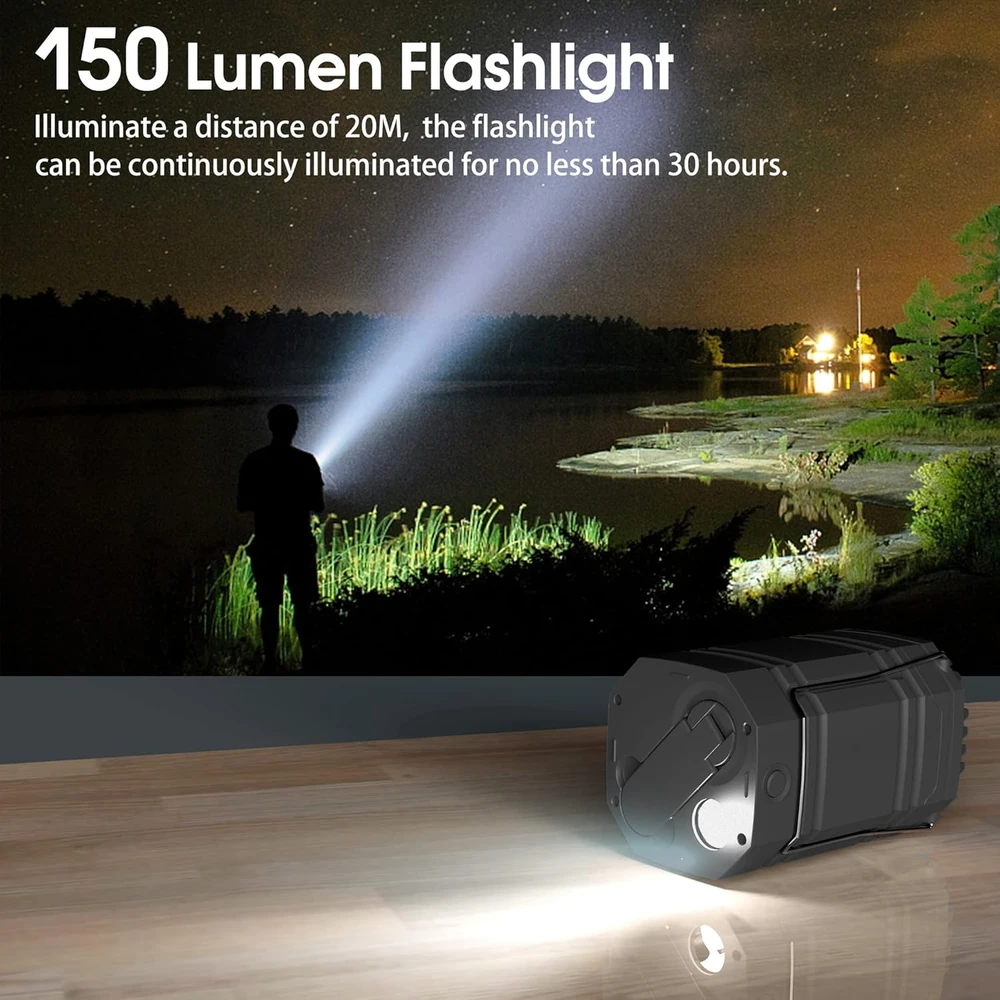 Mesqool LED kempingo žibintas su saulės kolektoriumi, 200 lm, 35 val. veikimo laikas, CL1000