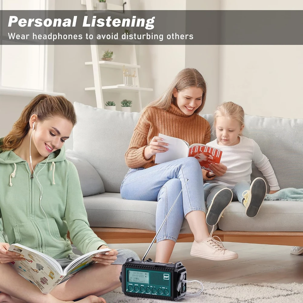 Mesqool nešiojamas DAB+/FM radijas su 5000 mAh baterija, žibintuvėliu ir skaitymo lempa, IPX4