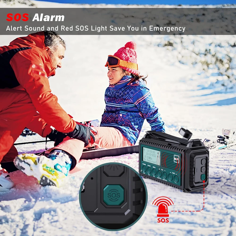 Mesqool nešiojamas DAB+/FM radijas su 5000 mAh baterija, žibintuvėliu ir skaitymo lempa, IPX4
