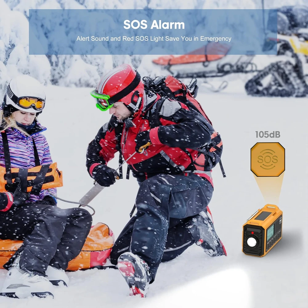 Mesqool nešiojamas DAB/FM radijas su saulės įkrovimu, 5000 mAh akumuliatoriumi, LED žibintuvėliu ir SOS funkcija, IPX4 CR1009Pro DAB