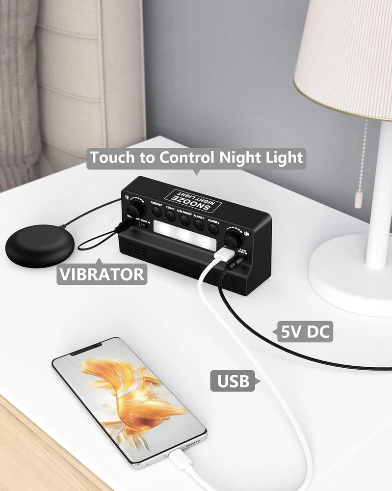 Mesqool skaitmeninis garsus žadintuvas su vibracija, dvigubas žadintuvas, USB, didelis LED ekranas, mėlynas, 1023i