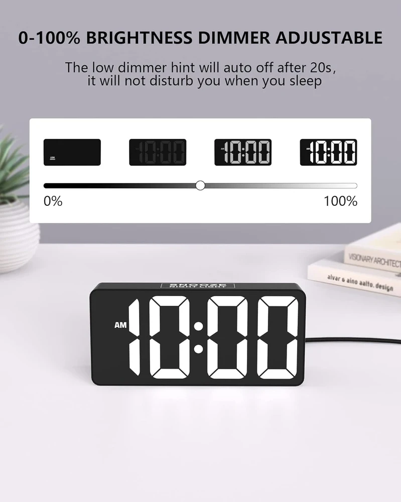 Mesqool skaitmeninis vibruojantis žadintuvas su dideliu LED ekranu, dvigubu signalu ir USB įkrovikliu, CR1023i