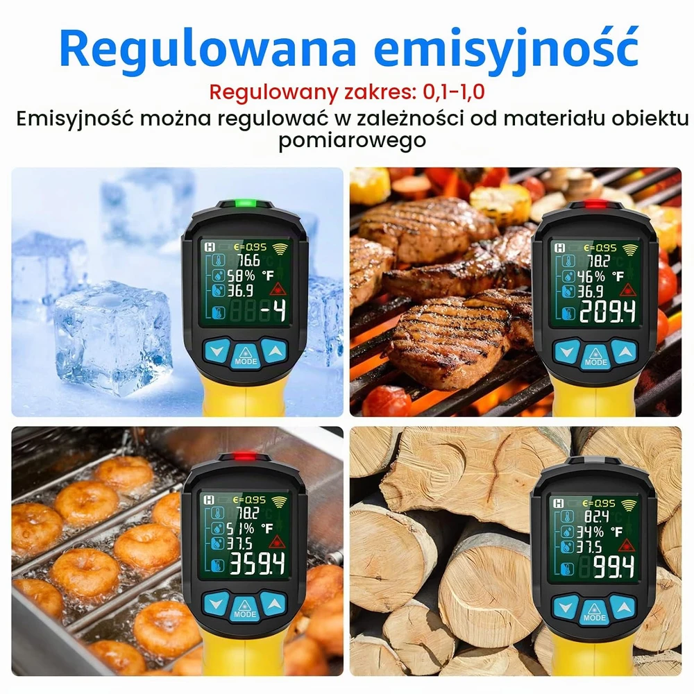 MESTEK infraraudonųjų spindulių termometras su K tipo zondu, 50–800 °C, IR02C-Y