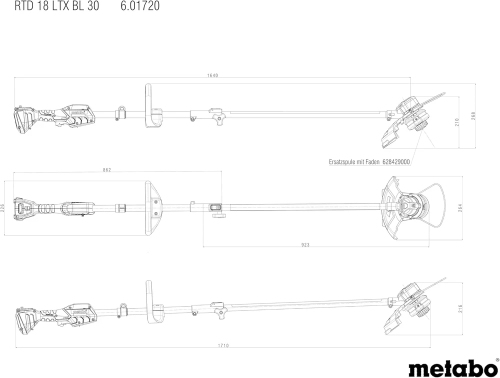 Akumuliatorinė žoliapjovė Metabo RTD 18 LTX BL 30 (601720850) (be akumuliatoriaus ir kroviklio)