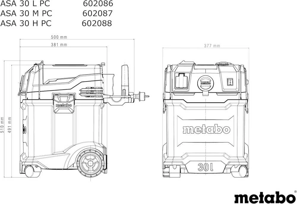 Metabo ASA 30 L PC elektrinis dulkių siurblys