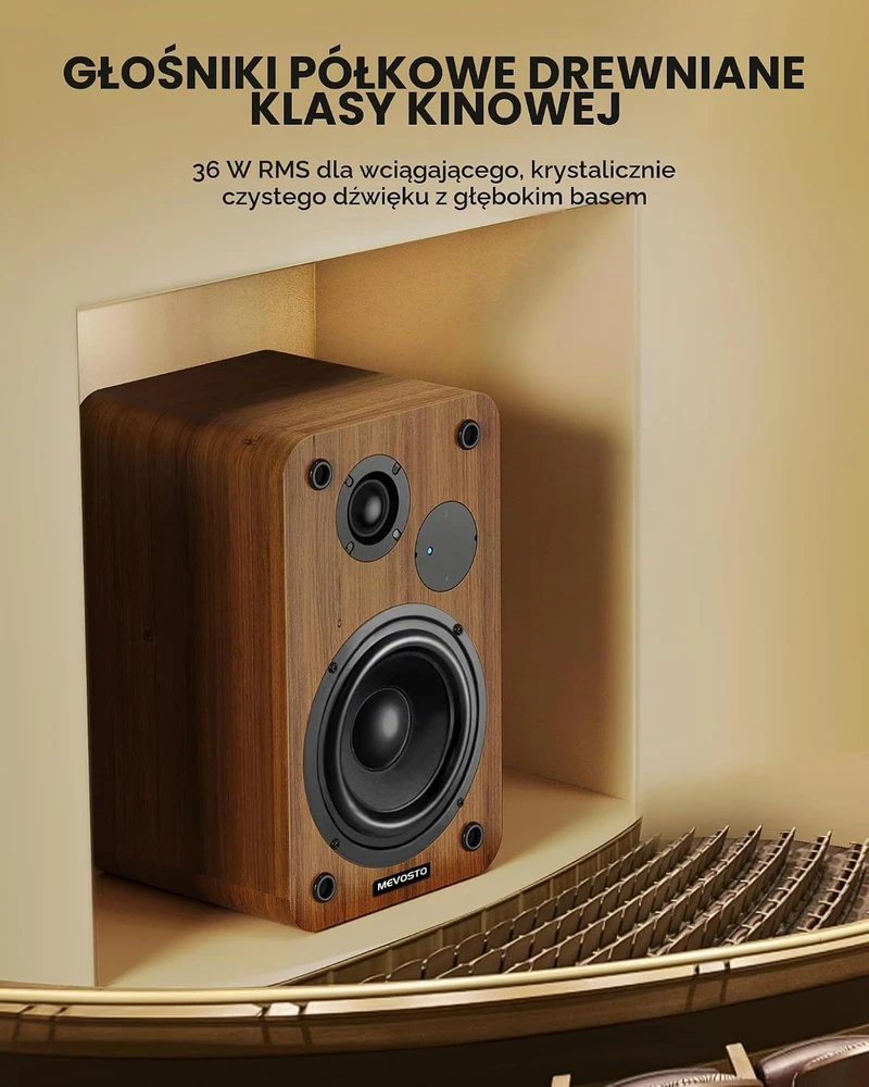 MEVOSTO aktyvios lentyninės kolonėlės 36 W RMS Bluetooth 5.4, 5 colių DS19