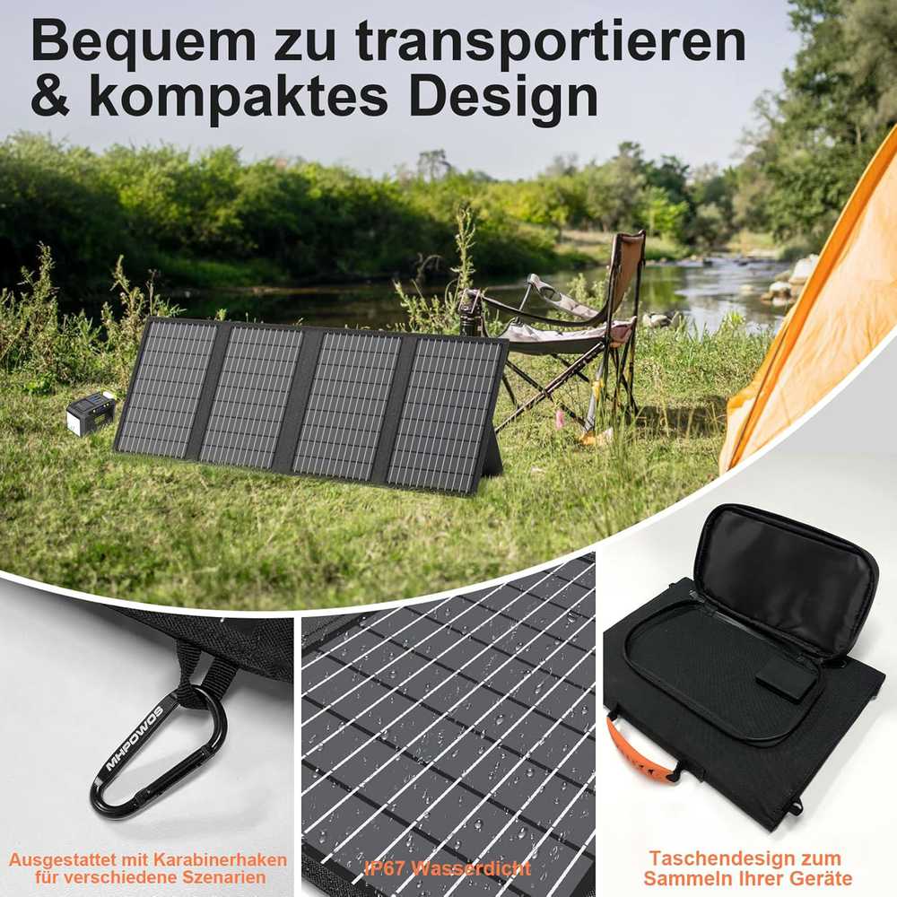 MHPOWOS sulankstomas saulės panelis 60 W, monokristalinis, 3 išėjimai, EU-SP-008