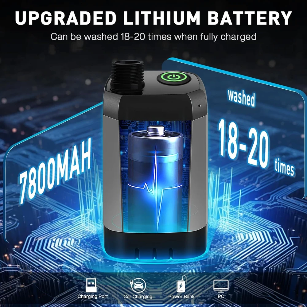 MIAOKE nešiojamas elektrinis dušas su akumuliatoriumi 7800 mAh, temperatūros ekranu, lauko naudoti Portable Shower-T300