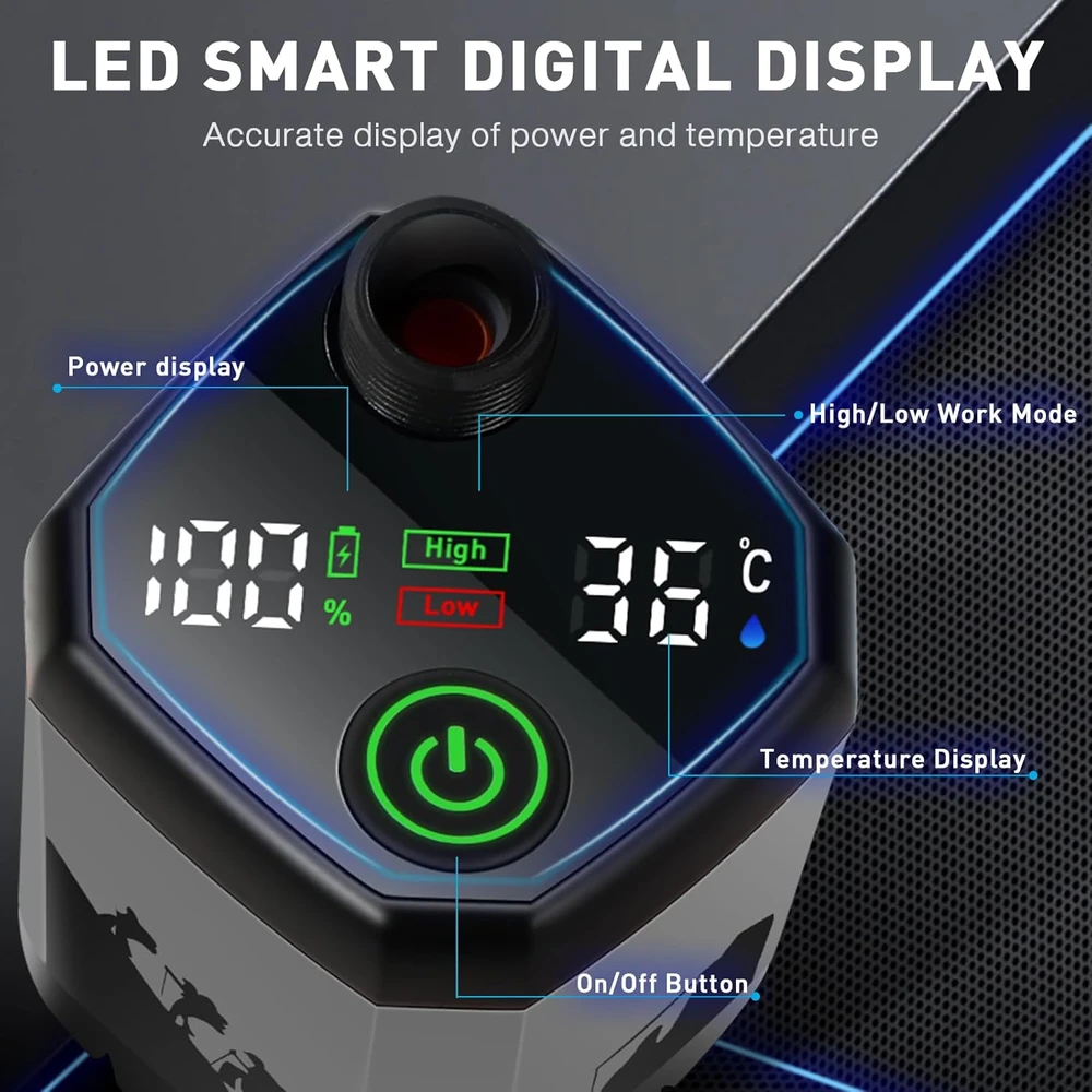 MIAOKE nešiojamas elektrinis dušas su akumuliatoriumi 7800 mAh, temperatūros ekranu, lauko naudoti Portable Shower-T300