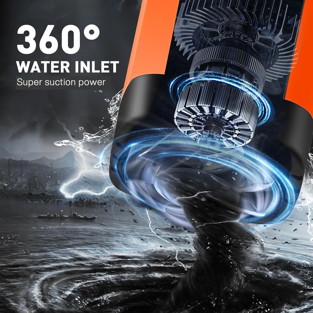 MIAOKE nešiojamasis dušas su elektrine pompa, oranžinis, SHOWER-7800 mAh modelis