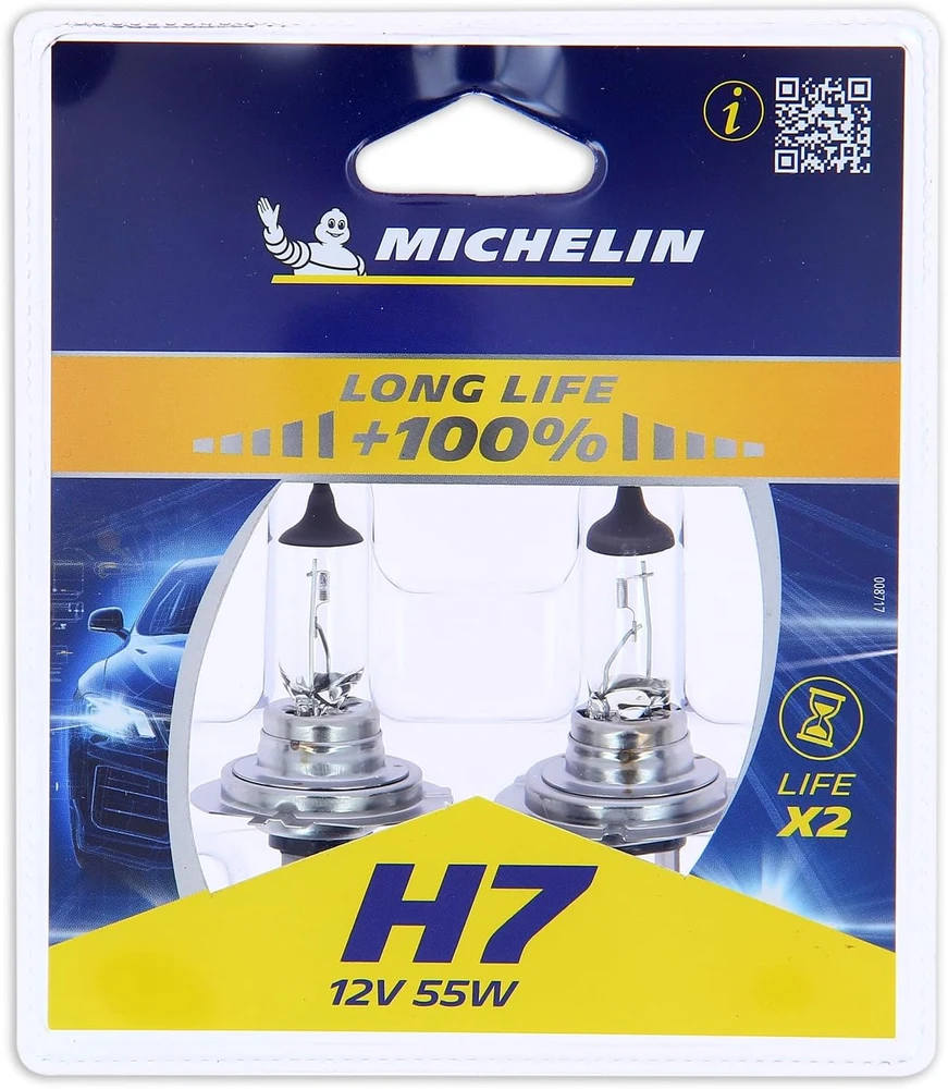 Michelin halogeninės automobilių lemputės H7 12 V 55 W Life +100% 008717