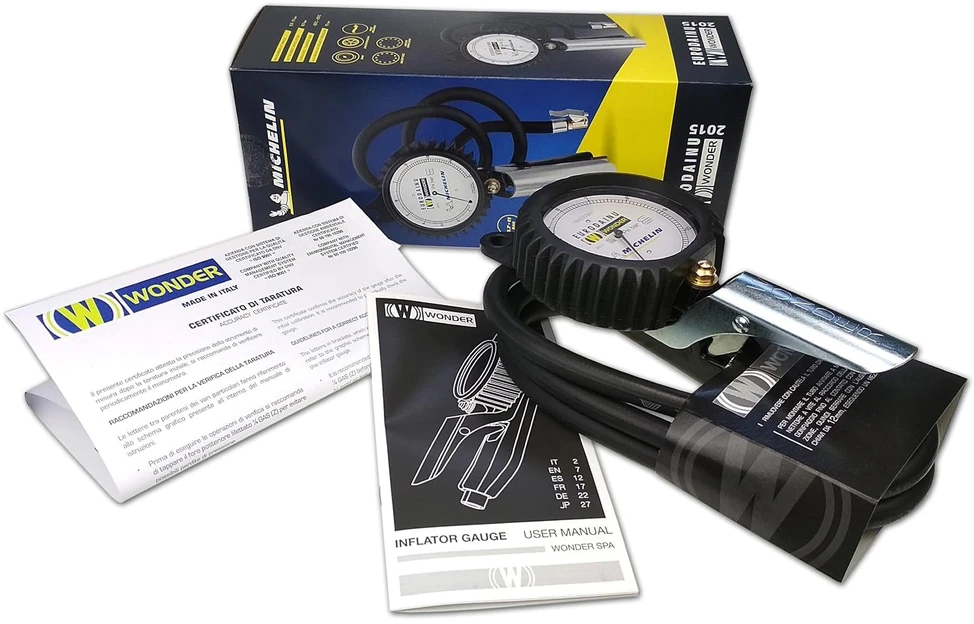 MICHELIN padangų pripūtimo pistoletas su manometru 0.7–12 bar, žarna 1,5 m, 1991/CEE