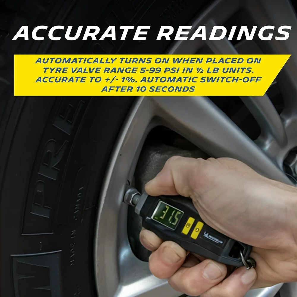 MICHELIN skaitmeninis padangų slėgio matuoklis 0.05–7 bar su LCD ekranu, modelis 9525