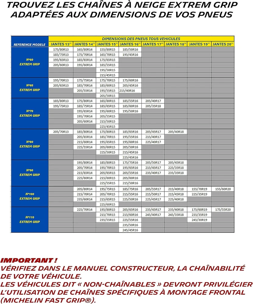 MICHELIN sniego grandinės EXTREM GRIP 9 mm, Nr. 100, modelis 008430