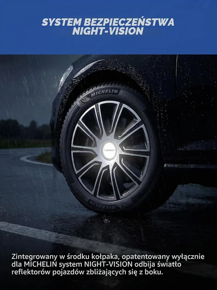 MICHELIN universalūs ratų gaubtai 16 colių, ABS plastikas, juodi ir sidabriniai, 4 vnt., 92014