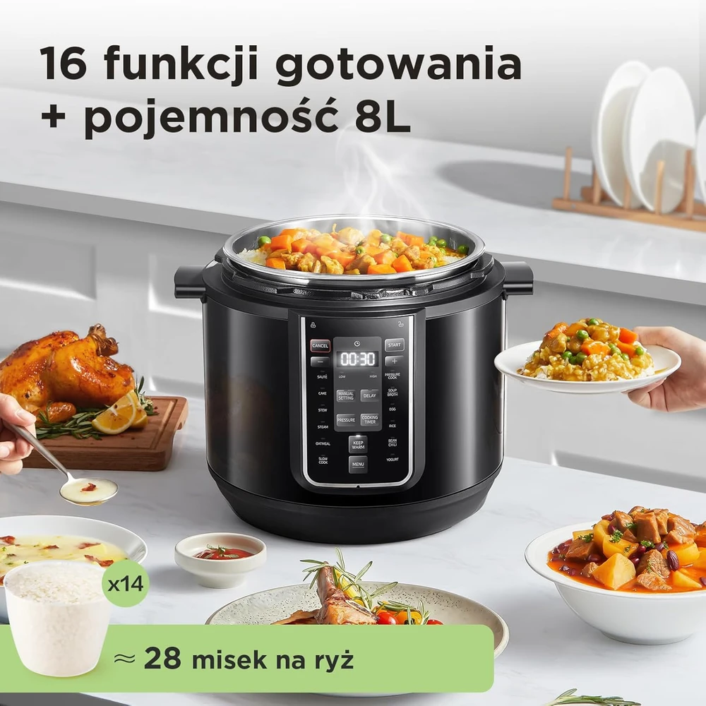 Midea daugiafunkcis elektrinis greitpuodis 7,6 l 1500 W nerūdijančio plieno MPC802SAMK
