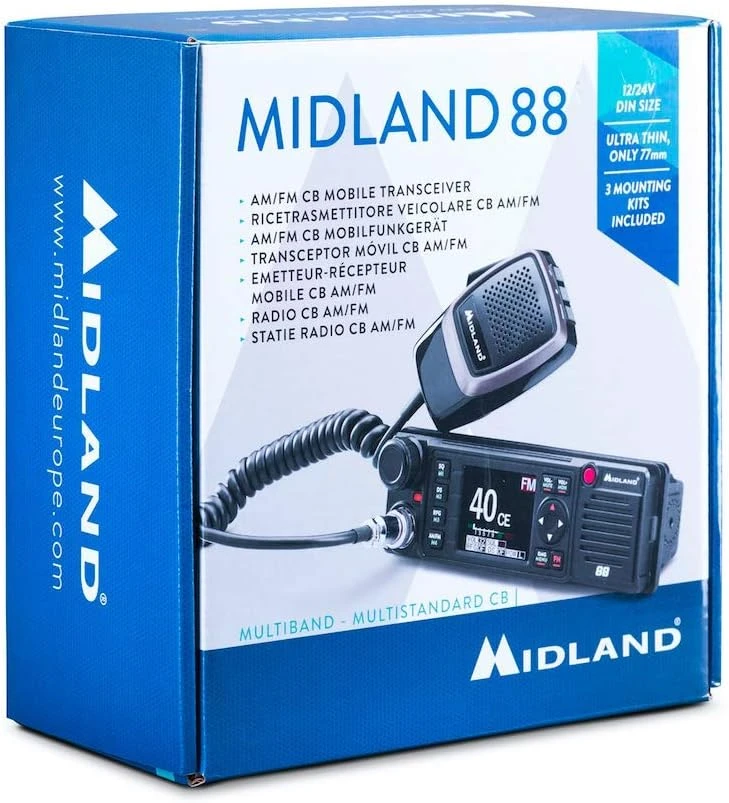 Midland CB radijo stotelė M-88 C1435 su 40 kanalų, AM/FM ir 12/24 V maitinimu