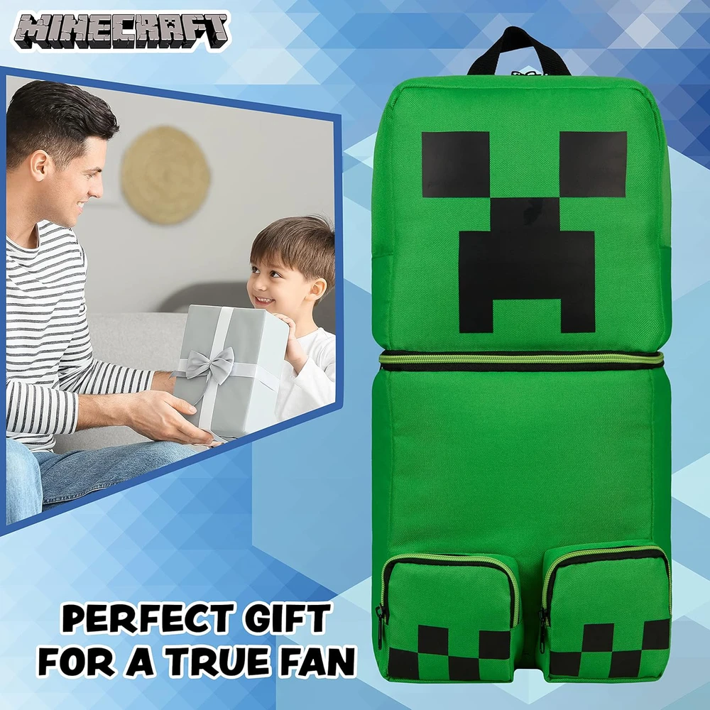 Minecraft vaikiška žalia kuprinė Creeper su užtrauktuku, 50 x 21 cm, poliesteris, MNCT-136