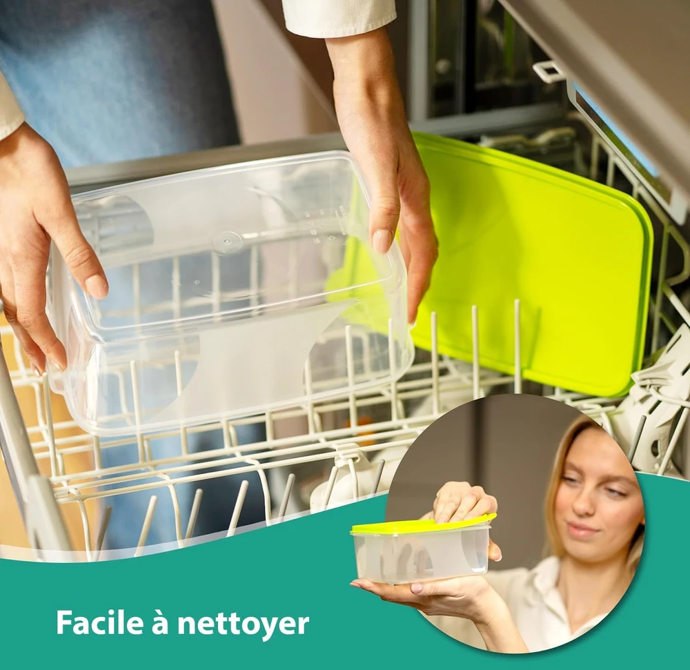 MiraHome apvalūs maisto šaldymo indeliai, 1 l, 6 vnt., žali