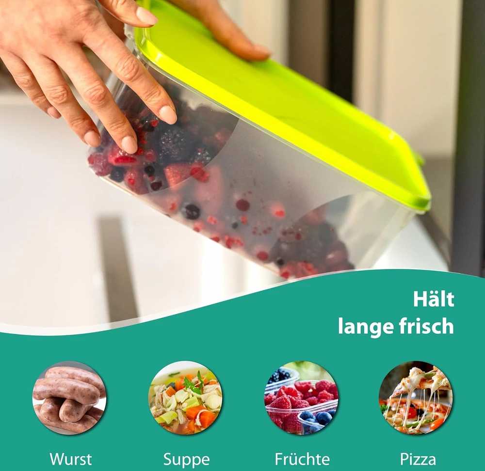 MiraHome stačiakampiai maisto laikymo indai su dangteliais, 4 vnt. po 2,5 l