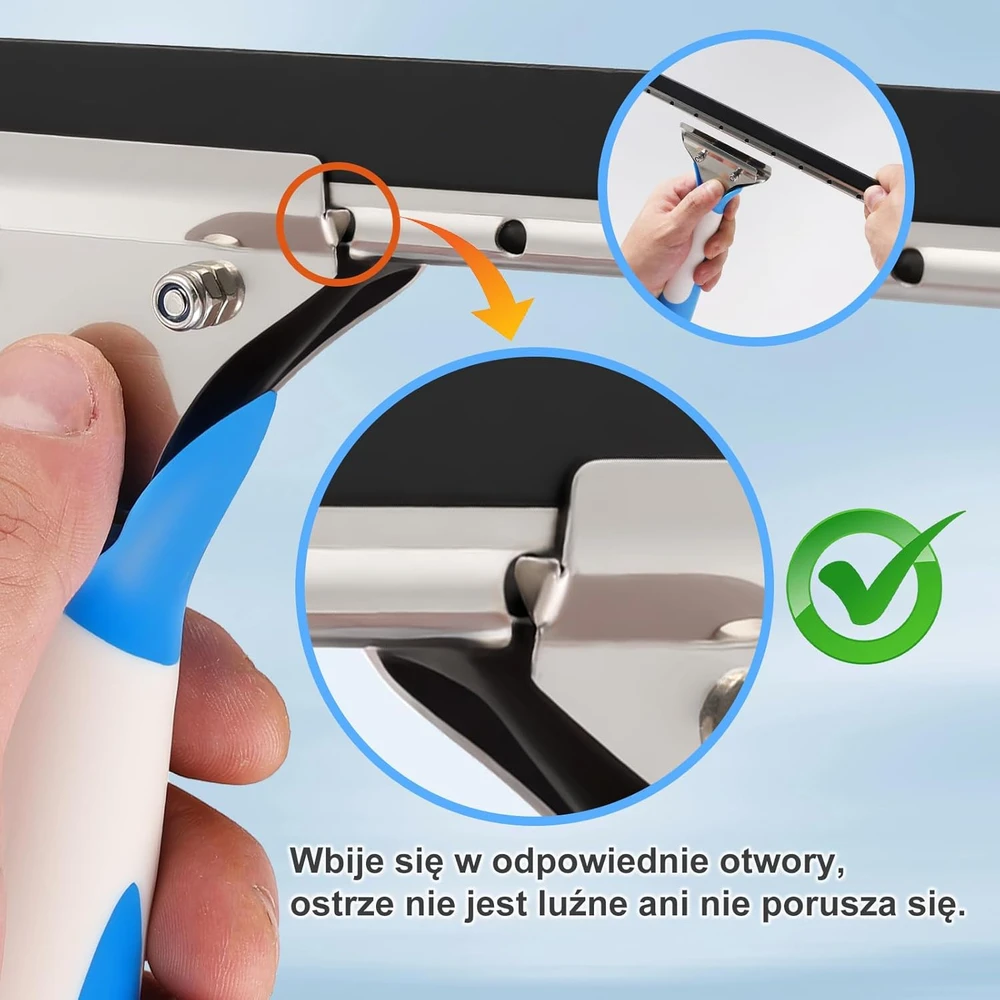 Mitclear langų valymo rinkinys su 12 l kibiru, silikonine 35 cm šluotele ir mikrofibros šluoste