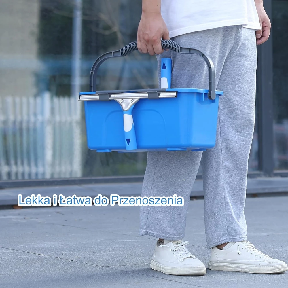 Mitclear langų valymo rinkinys su 12 l kibiru, silikonine 35 cm šluotele ir mikrofibros šluoste