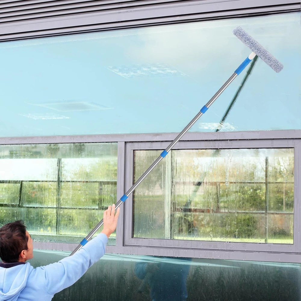 Mitclear langų valymo rinkinys su teleskopine rankena 300 cm, silikonine 35 cm šluoste ir mikropluošto šveistuku