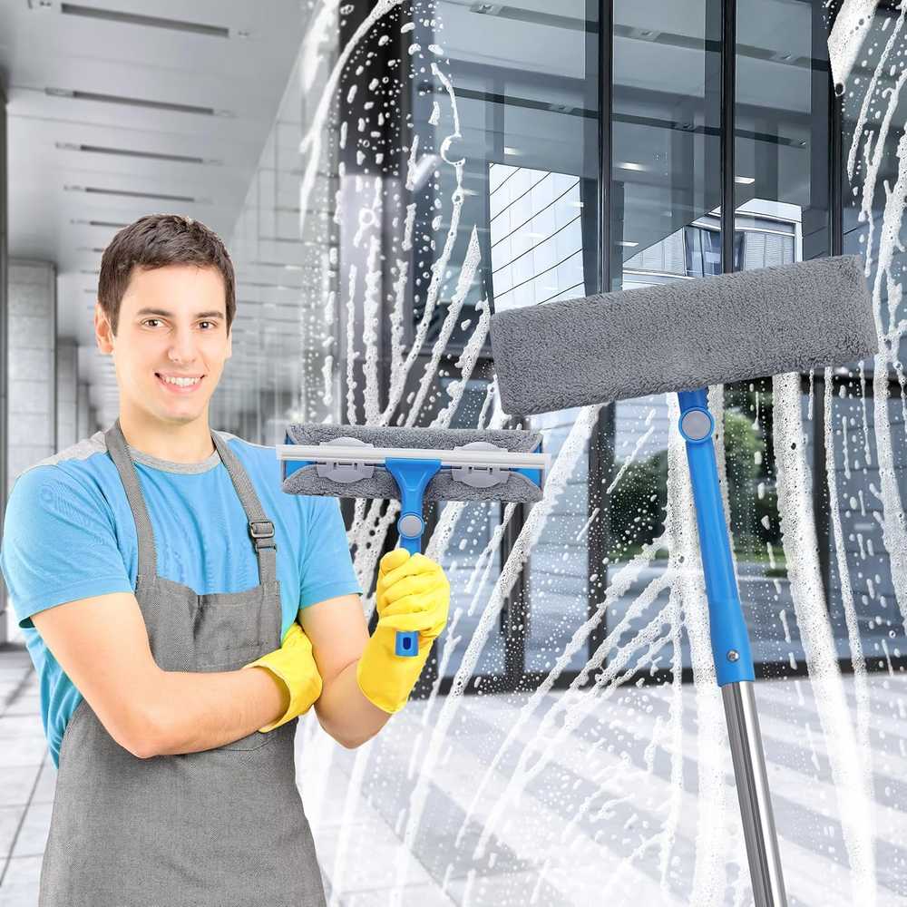 Mitclear langų valymo rinkinys su teleskopiniu kotu 4.7 m, silikoninė ir mikrofibros šluostė, IKU-030475