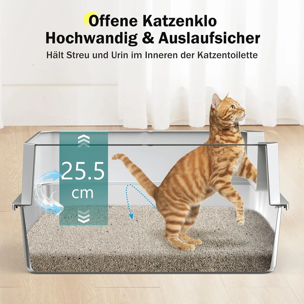 MIXJOY nerūdijančiojo plieno kačių tualetas XL 28 l, 56,5 × 36,5 × 25,5 cm