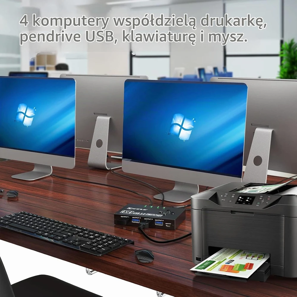 MLEEDA USB 3.0 KVM jungiklis 4 kompiuteriams ir 4 USB prievadams, su nuotoliniu valdikliu, KC-434