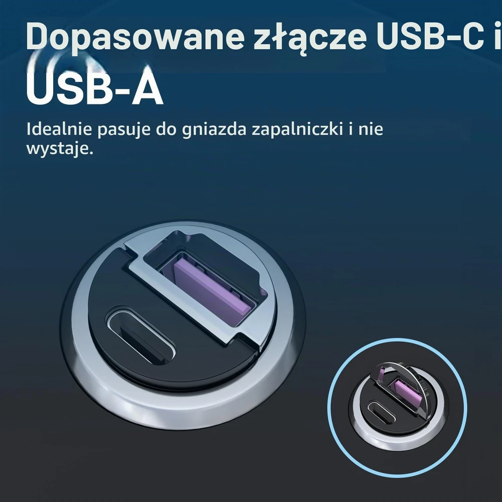 MMOBIEL automobilinis įkroviklis USB-C ir USB-A, 45 W, 2 vnt., Car charger USB