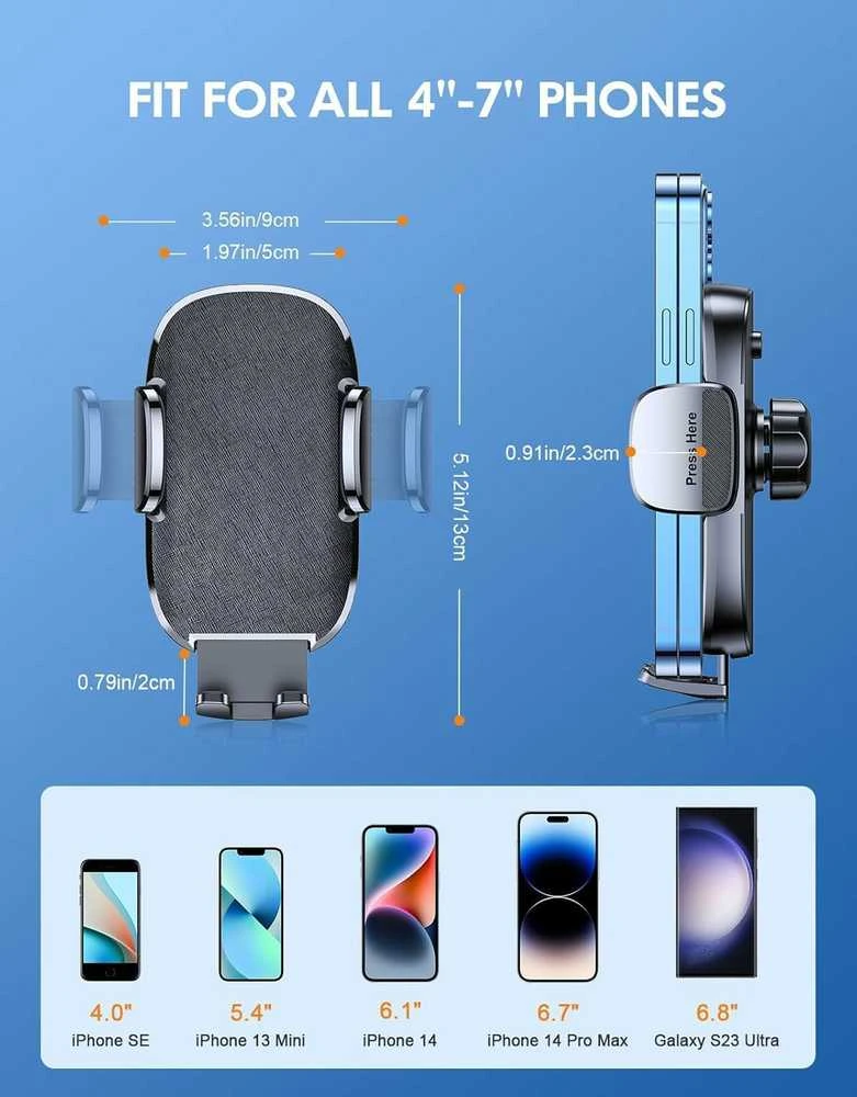 Mohard automobilinis telefono laikiklis su siurbtuku, 4–7" išmaniesiems, juodas, X02