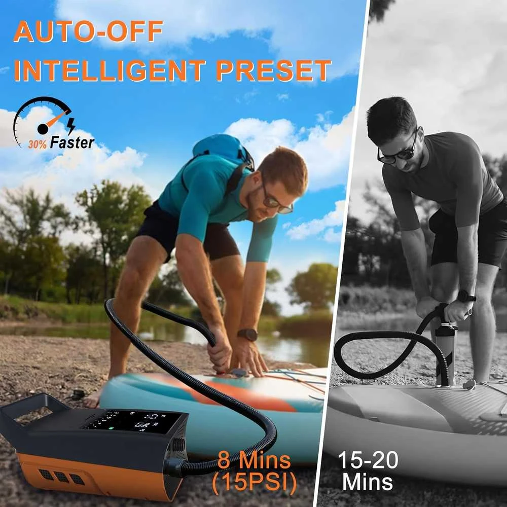 Mojimdo elektrinė aukšto slėgio pompa SUP 20 PSI, su LED, akumuliatorinė, 12V, Type-C, DM2-2
