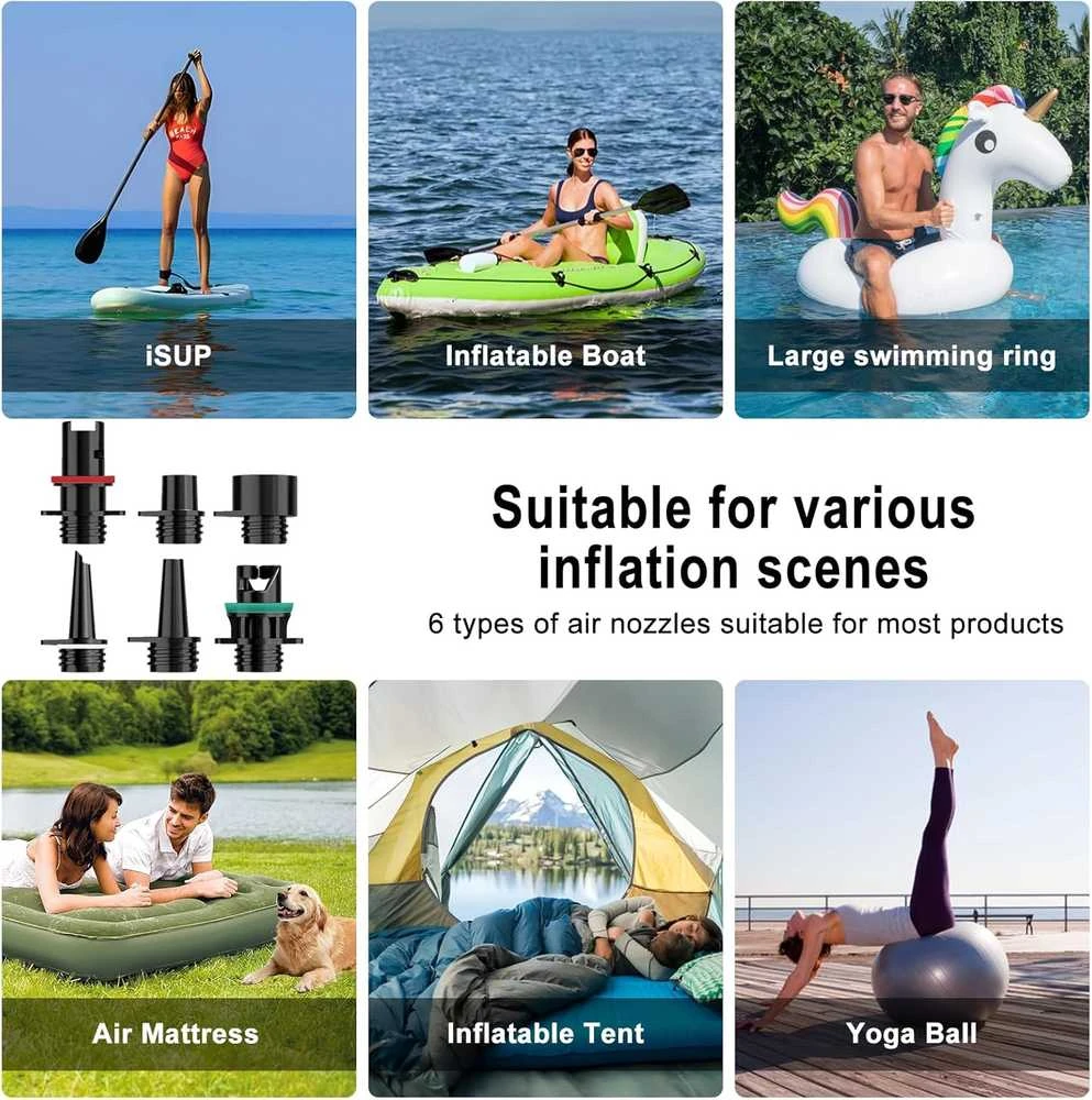 Mojimdo elektrinė oro pompa SUP lentoms, 20 PSI, 5 režimai, 12V DC, modelis DM71J3