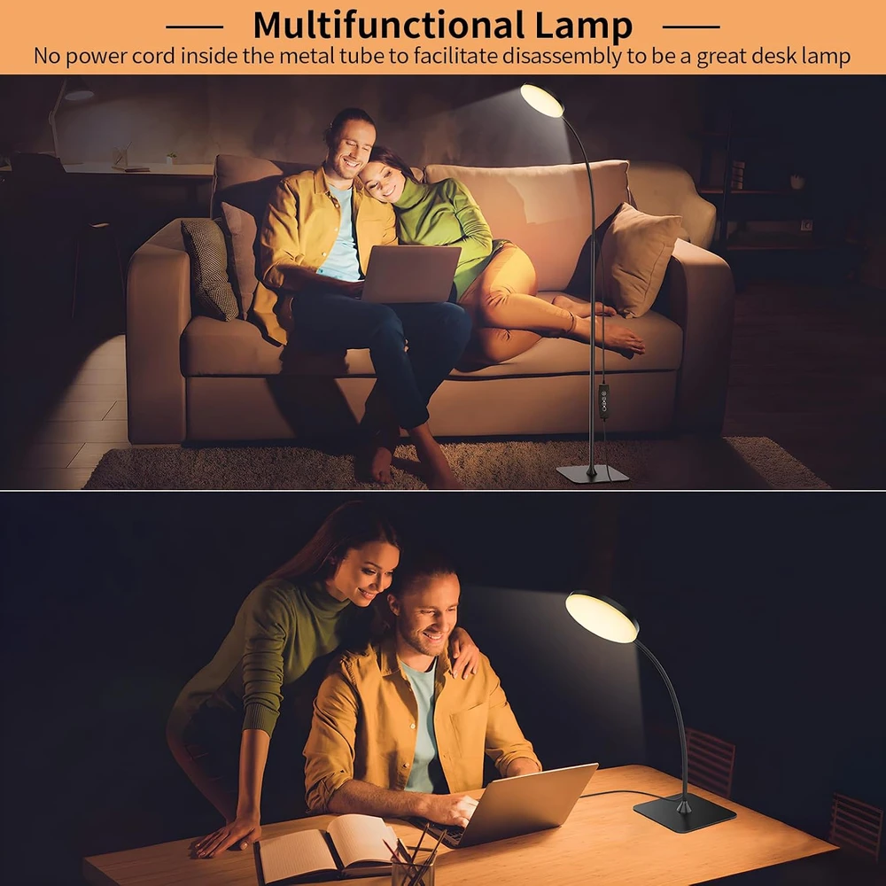 Mojimdo LED grindų lempa su nuotolinio valdymo pultu, 10 W, 3 spalvų temperatūros, FLD631RF-BK
