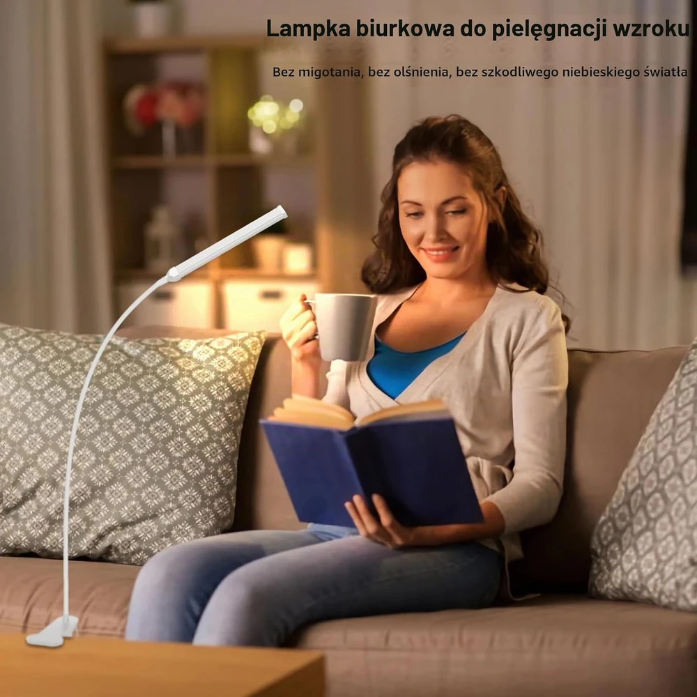 Mojimdo LED stalinė lempa su spaustuku, 77 LED, 3 spalvų režimai, 70 cm
