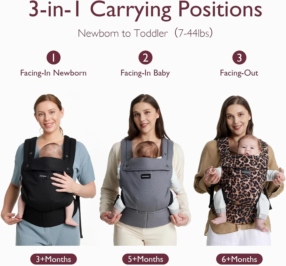 Momcozy ergonominė kūdikio nešioklė 3–20 kg su EVA juosmens atrama, pilka, BC001-1