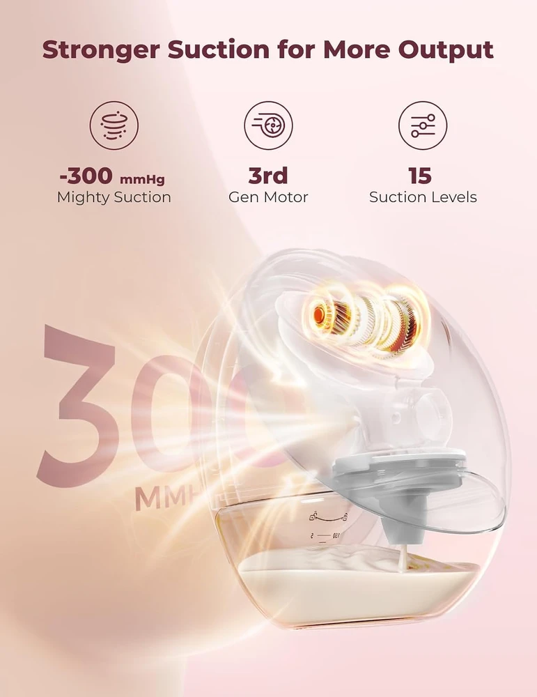 Momcozy laisvų rankų elektrinis pientraukis M9 su programėle, 24 mm, pilkas