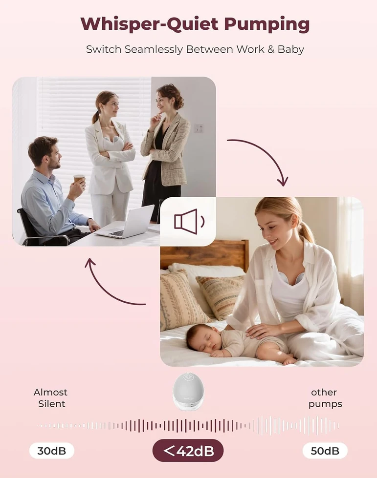 Momcozy laisvų rankų elektrinis pientraukis M9 su programėle, 24 mm, pilkas