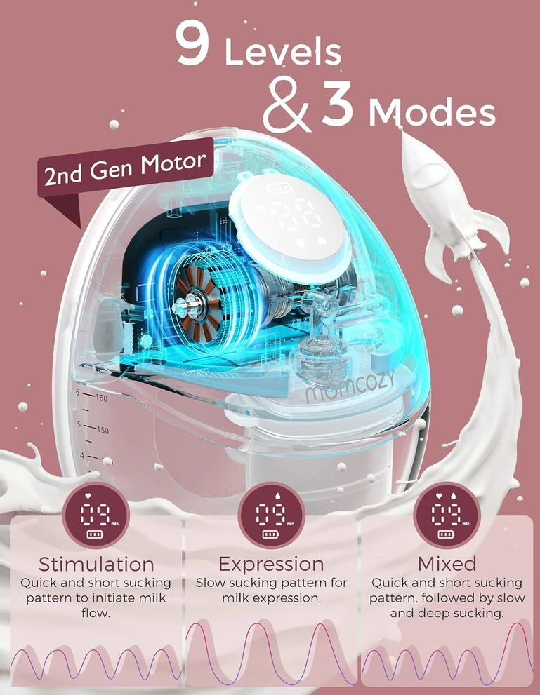 Momcozy nešiojamas elektrinis laktatorius 295 mmHg, 180 ml, M6