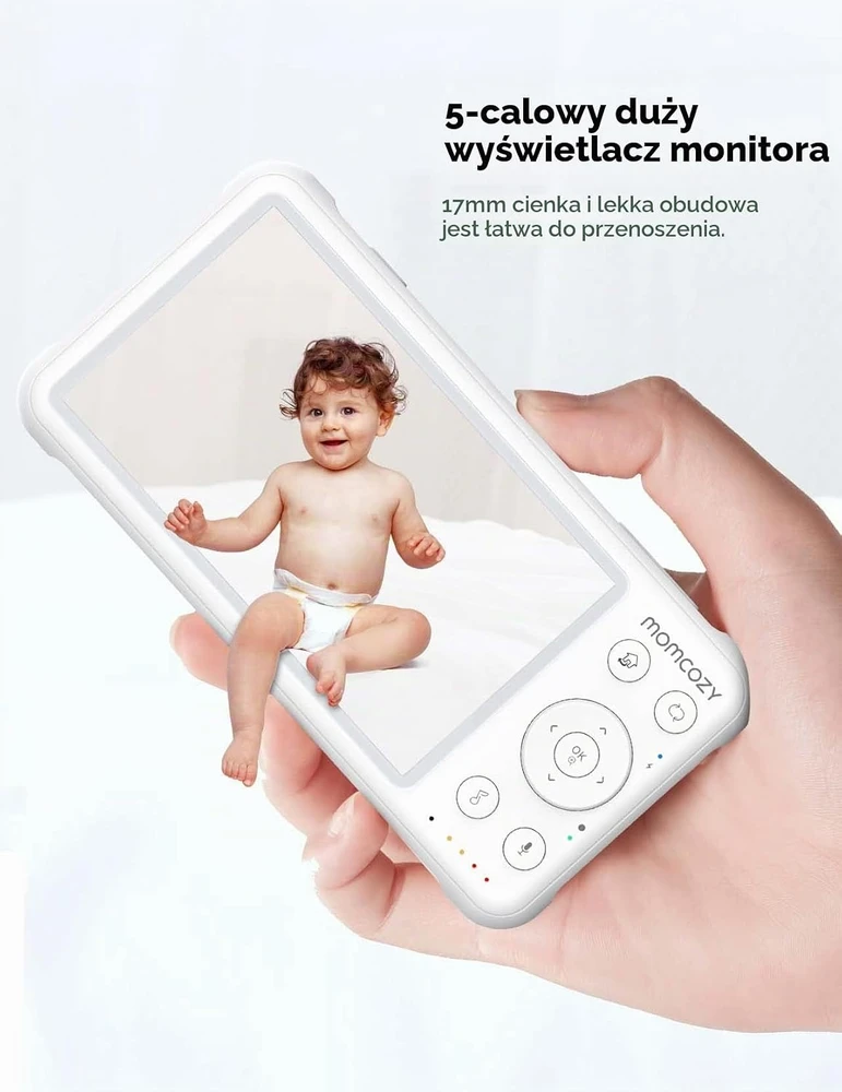 momcozy vaizdo auklė BM01 su 5 colių 1080p ekranu, FHSS, be Wi-Fi