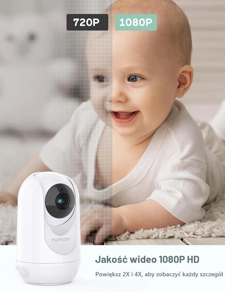 momcozy vaizdo auklė BM01 su 5 colių 1080p ekranu, FHSS, be Wi-Fi