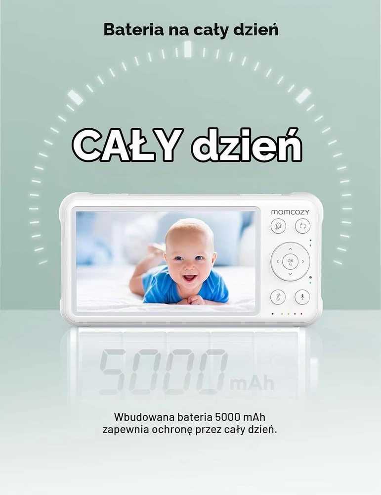 momcozy vaizdo auklė BM01 su 5 colių 1080p ekranu, FHSS, be Wi-Fi
