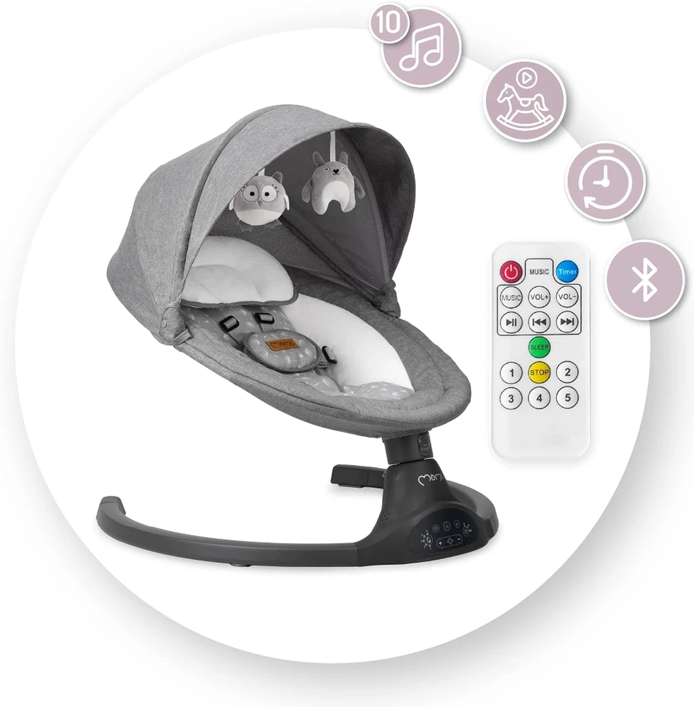 MoMi KENANI tamsus elektrinis rokeris - bounceris su bluetooth melodijomis ir nuotolinio valdymo pulteliu