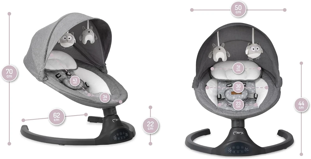 MoMi KENANI tamsus elektrinis rokeris - bounceris su bluetooth melodijomis ir nuotolinio valdymo pulteliu