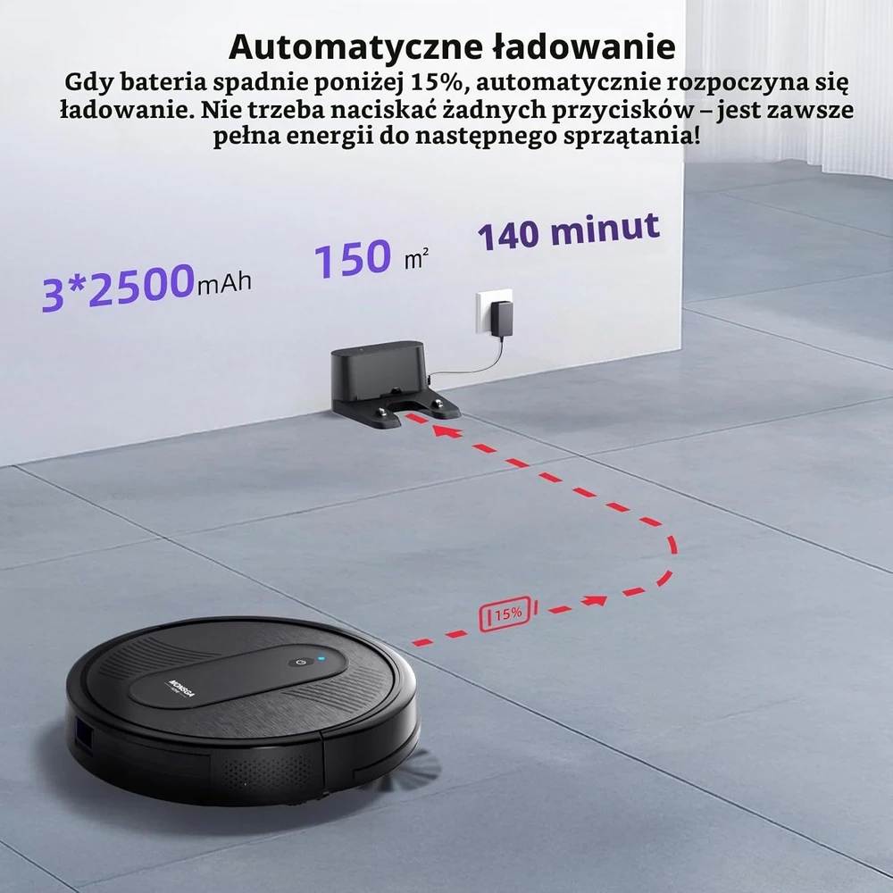 MONSGA robotas dulkių siurblys su plovimu 4000 Pa, 140 min, MR1-NEW